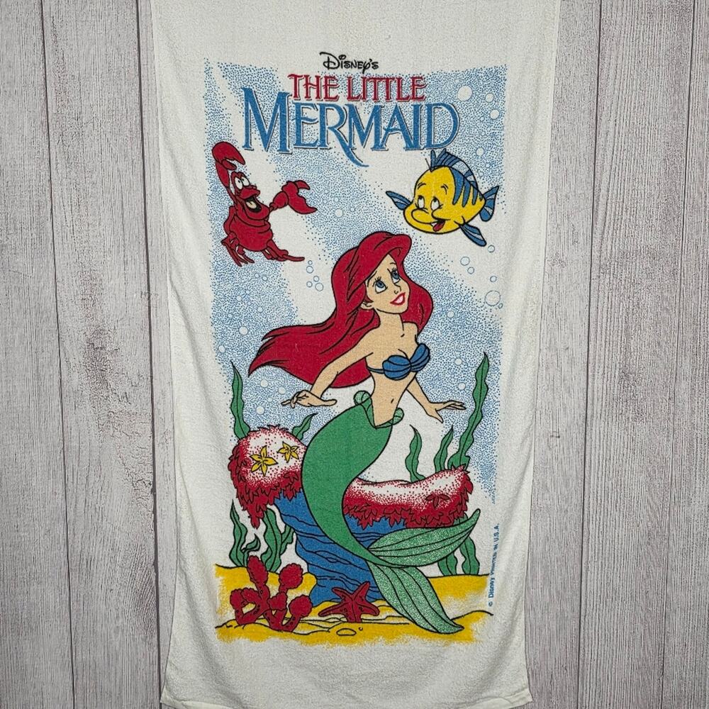 VTG Franco 1990s Disney's The Little Mermaid Beach Towel, 29.5x57.5